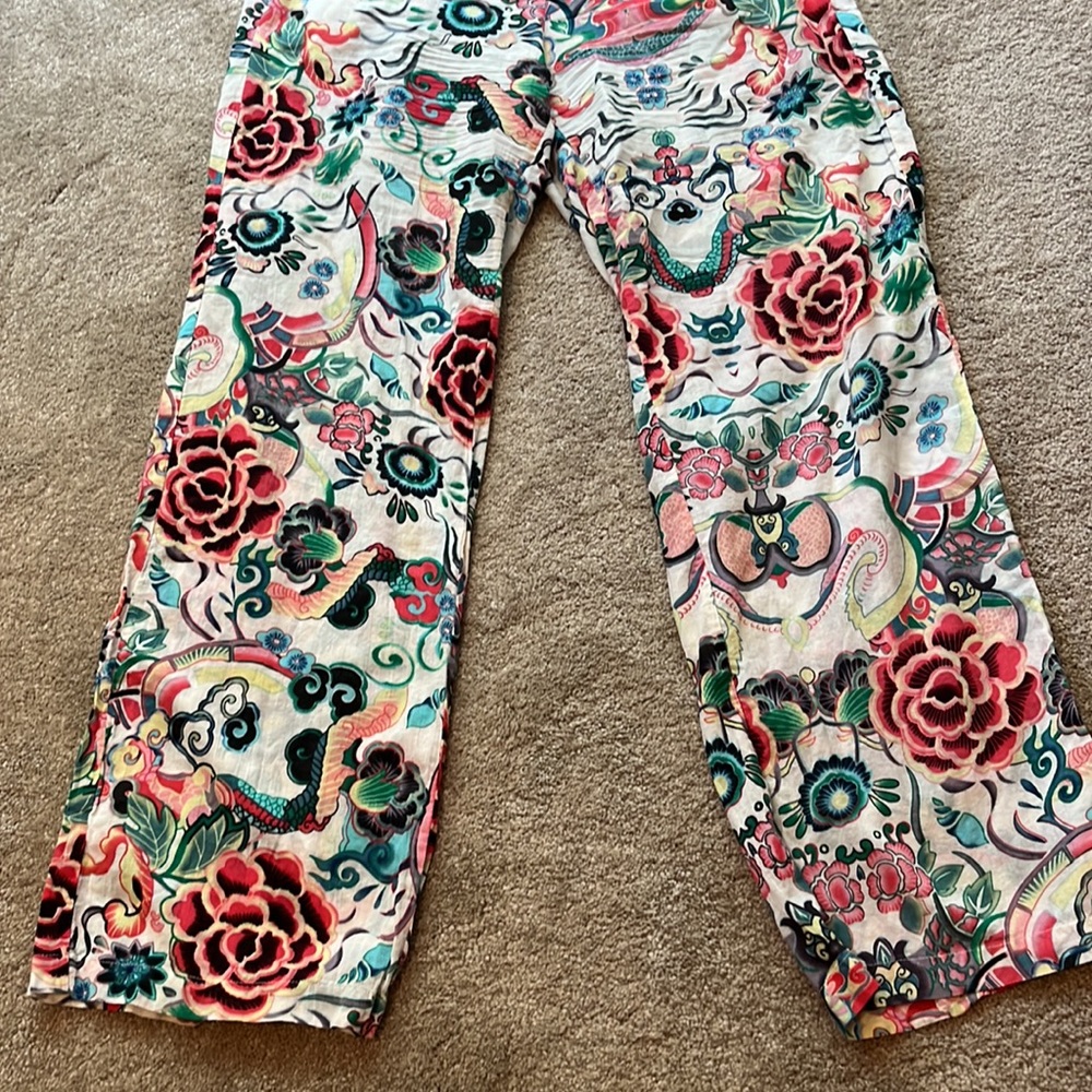 Johnny Was Boho Flowy  Pallazo Pants - Picture 2 of 8
